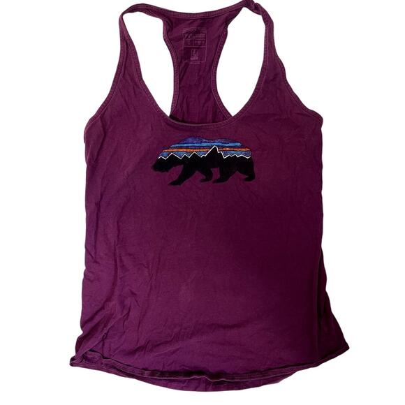 Patagonia Tops - Patagonia Women's Purple and Black Shirt Racerback Fitz Roy Bear Logo